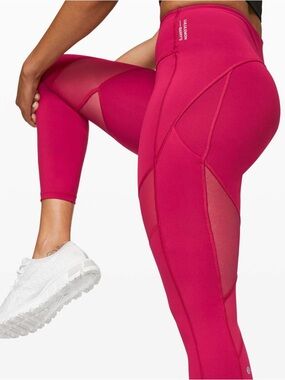 lululemon Hot Pink Mesh Panel High-Rise Leggings size 8